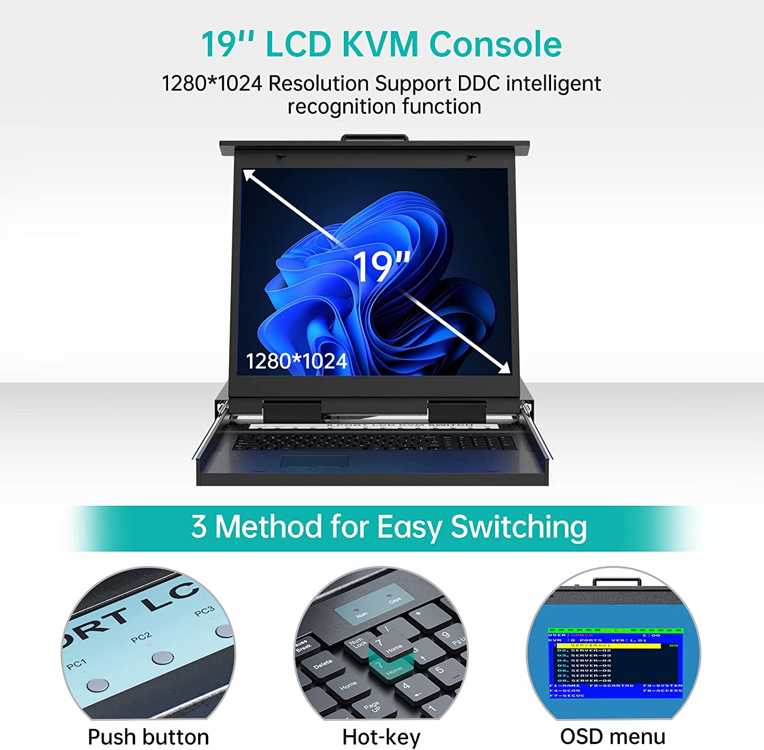 Console KVM LCD 19" 8 Ports MT-1908UL – Image 3