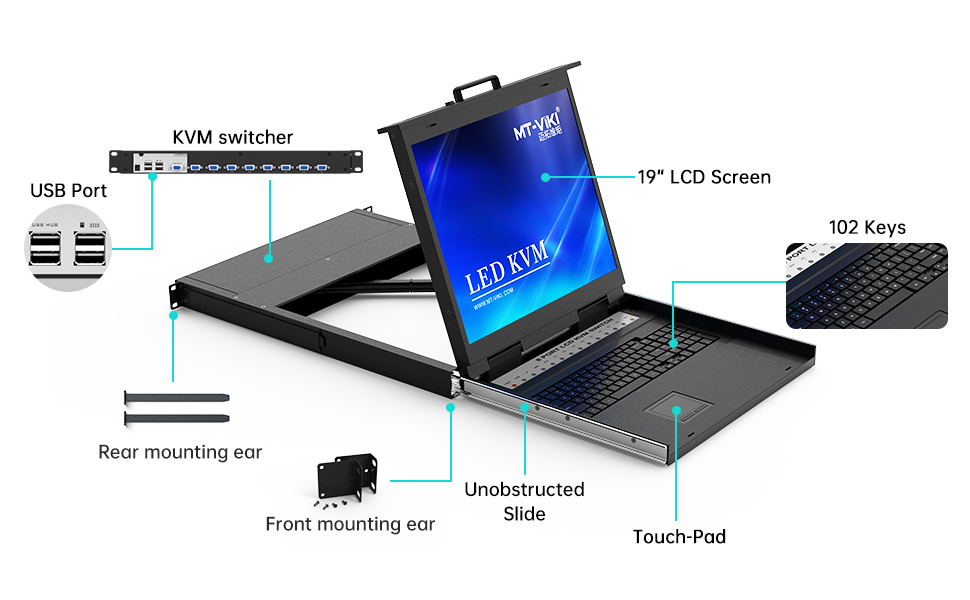 Console KVM LCD 19" 8 Ports MT-1908UL – Image 6