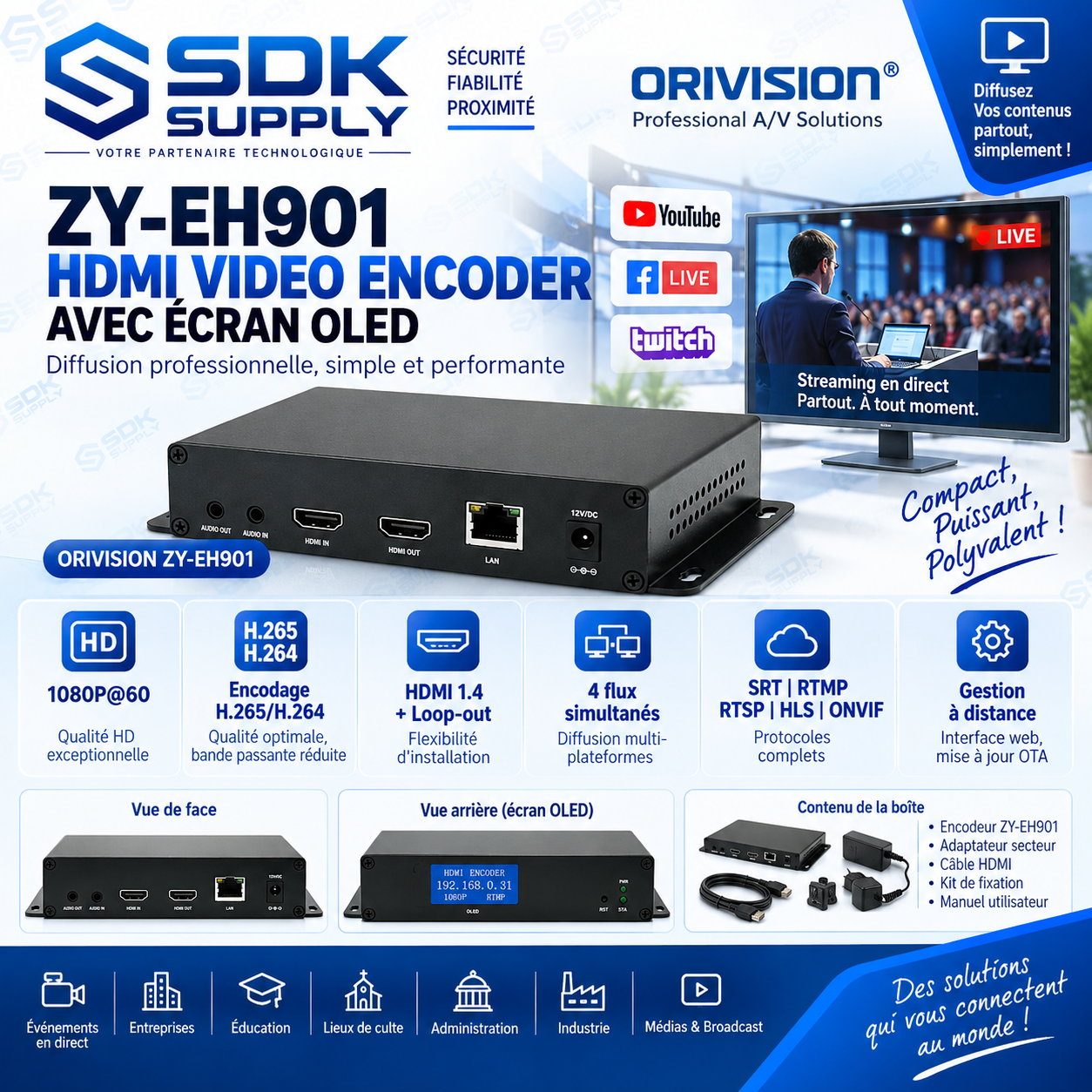 Encodeur HDMI H.265 ZY-EH901