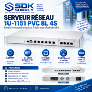 Serveur Réseau 1U I5/8G/8 Ports Gigabit