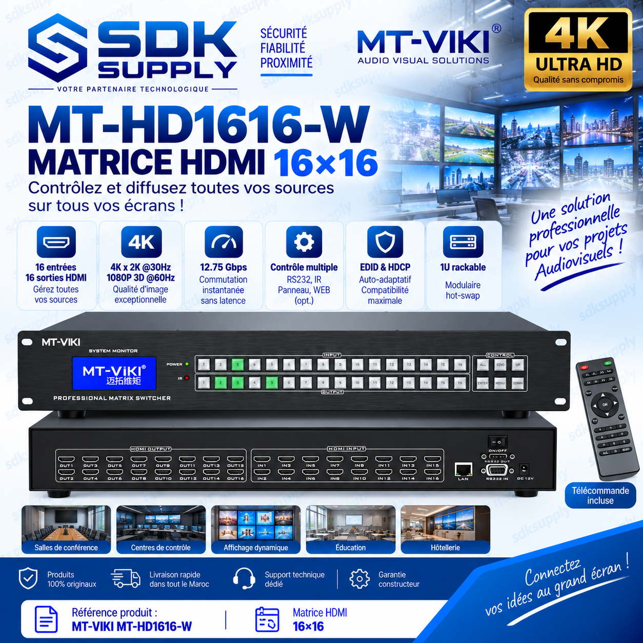 Matrice HDMI 16x16 MT-VIKI MT-HD1616-W