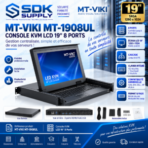 Console KVM LCD 19" 8 Ports MT-1908UL
