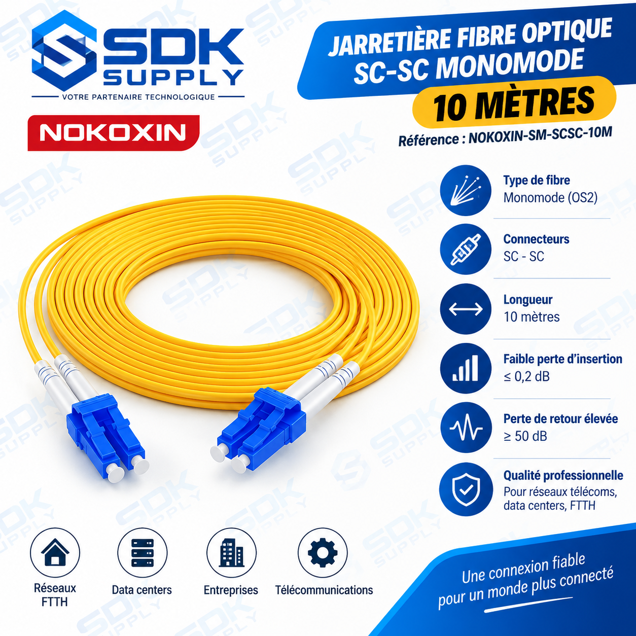 Jarretière Fibre Monomode SC-SC 10m