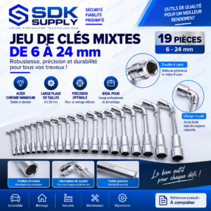 Jeu de clés à pipe de 6 à 24 mm