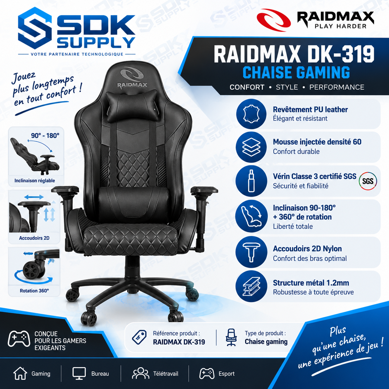 chaise gaming Raidmax DK-319
