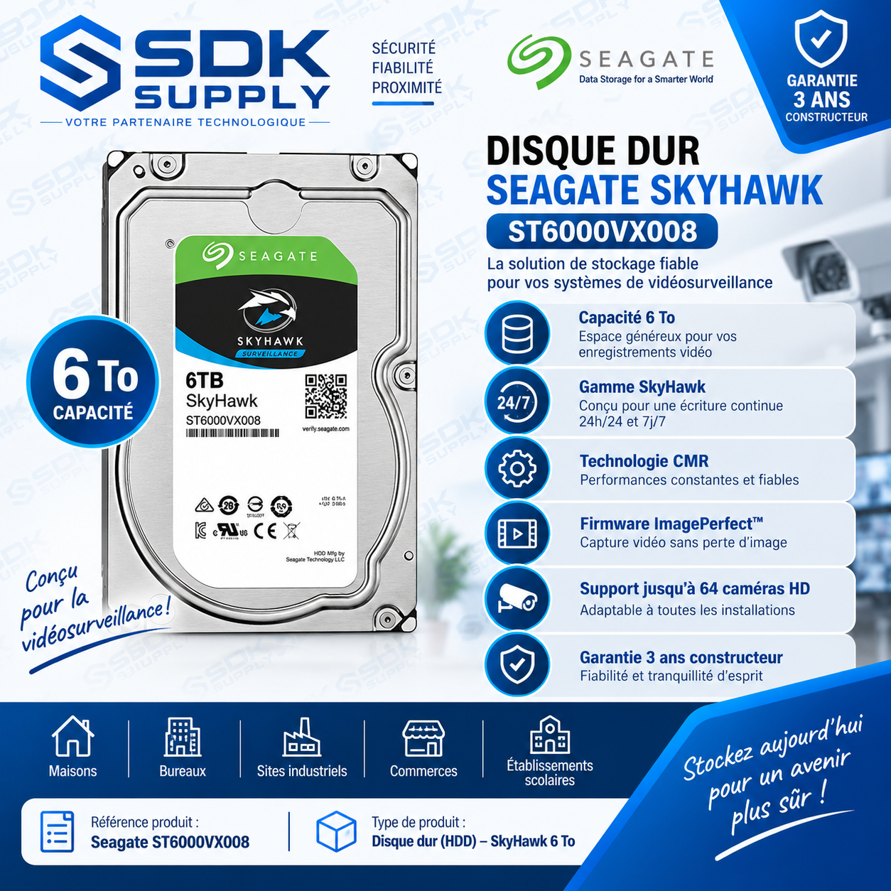 Seagate ST6000VX008 SkyHawk 6To