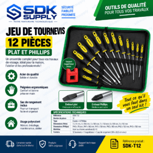 Jeu de Tournevis 12 Pièces Plat et Phillips