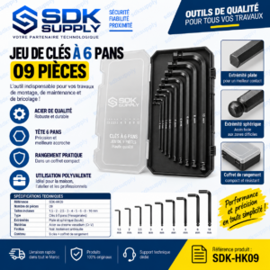 Jeu de 9 clés à six pans